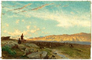 Laponian Lanscape with Reindeer and Sami
