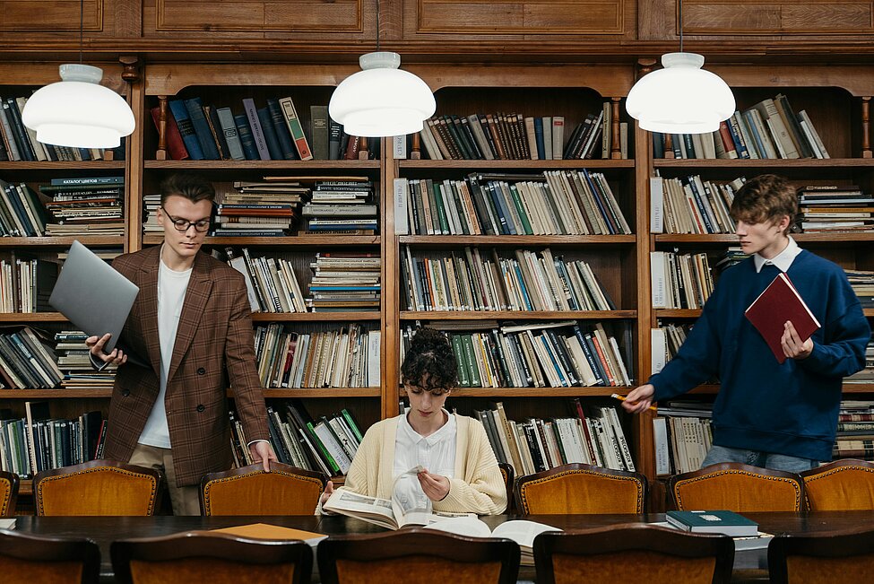 Students inside a library